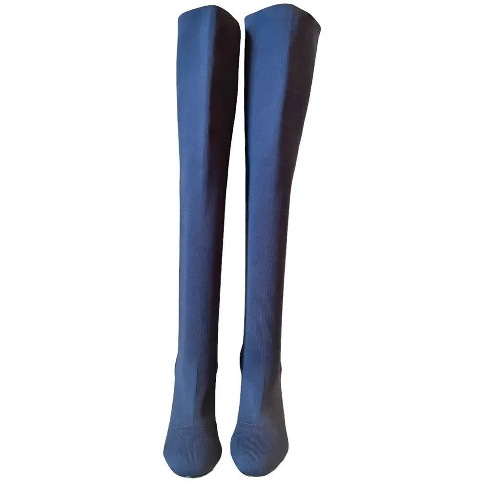 Charles By Charles David Simone Navy Blue Over-The-Knee Stretch Knit Boots